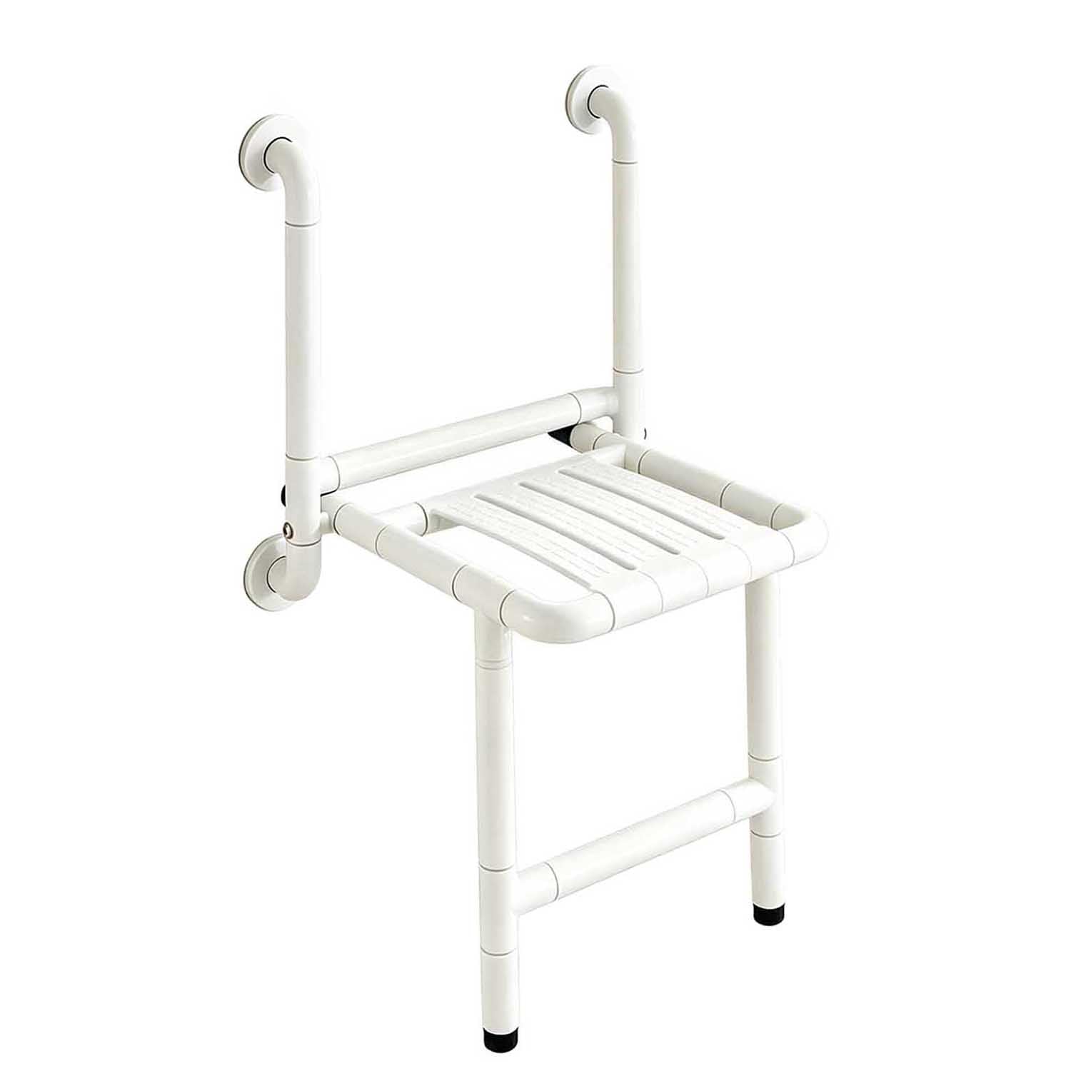 Silla de Ducha Blanca Plegable Antideslizante para Ancianos | Asiento de Ducha Montada en la Pared,Taburete de Baño,Ahorra Espacio,Luminoso,Acero,Panel Reforzado,Soporta 150 kg