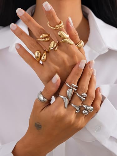 Image of Shining Diva Fashion Combo Set Gold and Silver Plated Rings for Women and Girls Stylish