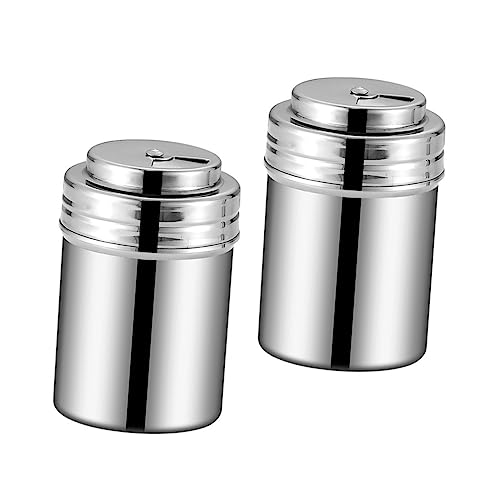 Garneck 2pcs Stainless Steel Seasoning Jar Spice Container Salt Canister Pepper Shaker Set