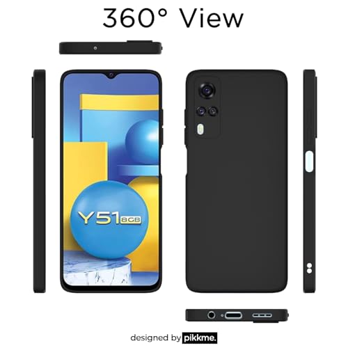 Image of Outlouders Back Cover for Vivo Y31 / Y51A / Y51 / Y51i | Camera Protection | Durable Soft Matte Silicone Bumper Case (Black)