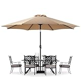 G.R CHOPRA AND COMPANY Premium Center Pole Garden Umbrella with Stand - Large Outdoor Patio Umbrella for Lawn, Resort, Poolside with UV Protection - Adjustable Height, Waterproof Canopy (Beige)