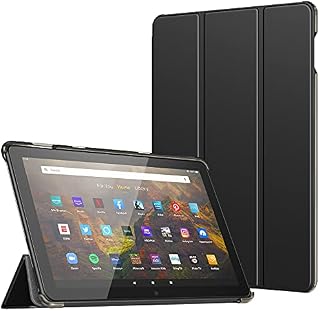 TiMOVO Protective Case Fits All-New Kindle Fire HD 10 & 10 Plus Tablet (11th Generation, 2021 Release) 10.1", Trifold PU Leather Smart Stand Cover with Auto Weak and Sleep Function, Black
