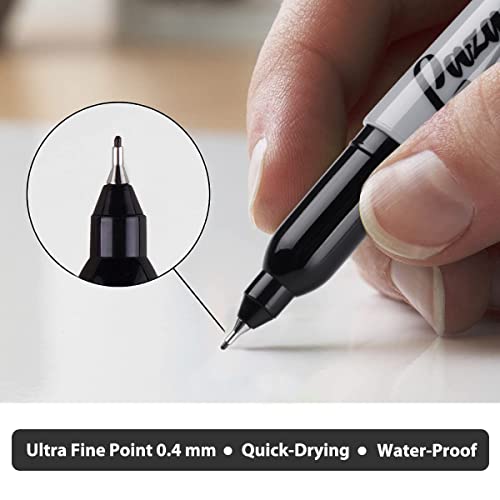 Lazgol Ultra Fine Permanent Marker Bulk, 32 Assorted Colors Ultra Fine Point Permanent Marker Set, Felt Tip Pens Works On Plastic, Wood, Stone, Metal And Glass For Doodling, Marking #TOP3