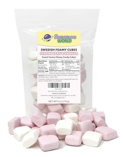 Dulces Swedish Marshmallows Foamy Cubos Fresa Vainilla 170g miniatura 1