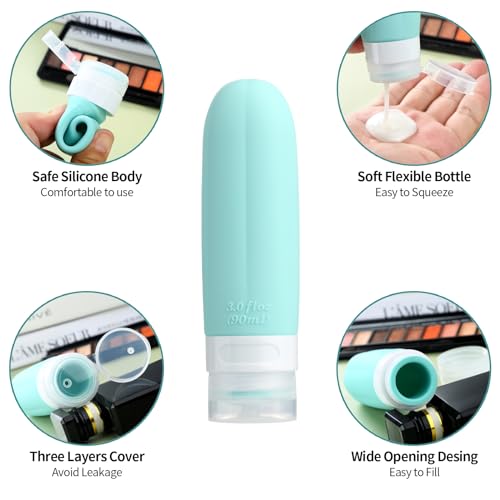 Gemice 16 Pack Travel Bottles Set, CAA Approved Leak Proof Silicone Squeezable Containers for Toiletries, Refillable Accessories 60ml 90ml for Conditioner, Shampoo, Lotion & Body Wash (BPA Free) - Image 3