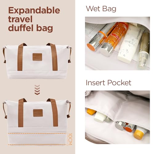 Image of SHOWKOO Suitcase Hardside Expandable Luggage Set, Suitcase with Double Spinner Wheels TSA Lock 3 Piece Set Beige White (DB /TB /28in)