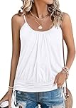 Zeagoo Womens Vest Tops Ladies Summer Adjustable Strap Tops Sleeveless Casual Tank Top Plain Loose Basic Cami Camisole White XXL