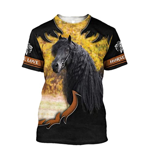 T-shirt cheval imprimé 3D vêtement motif animalier grande taille XXL