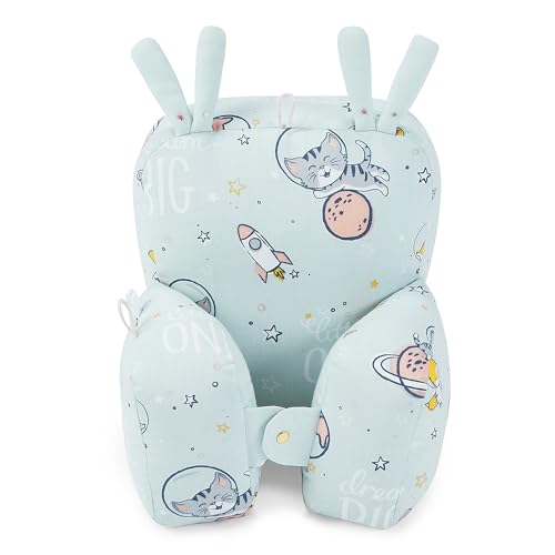 Image of haus & kinder 100% Cotton Poplin Adjustable Pillow Cum Seat for 6 to 9 Months Head Protector for Safety Blue Color Size H 31cm W 21cm Spacewalk 1Pc