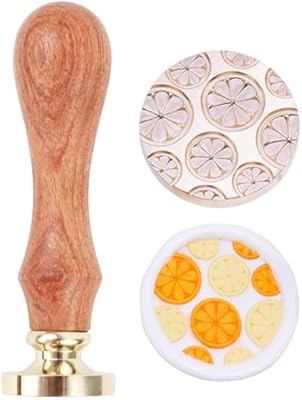 WASOHLING Orange Core Sealing Wax - Vintage 25mm Removable Brass Stamp Head with Wood Handle, Great for Wedding Invitations, Envelopes, Wine Packages, Gift Wrapping