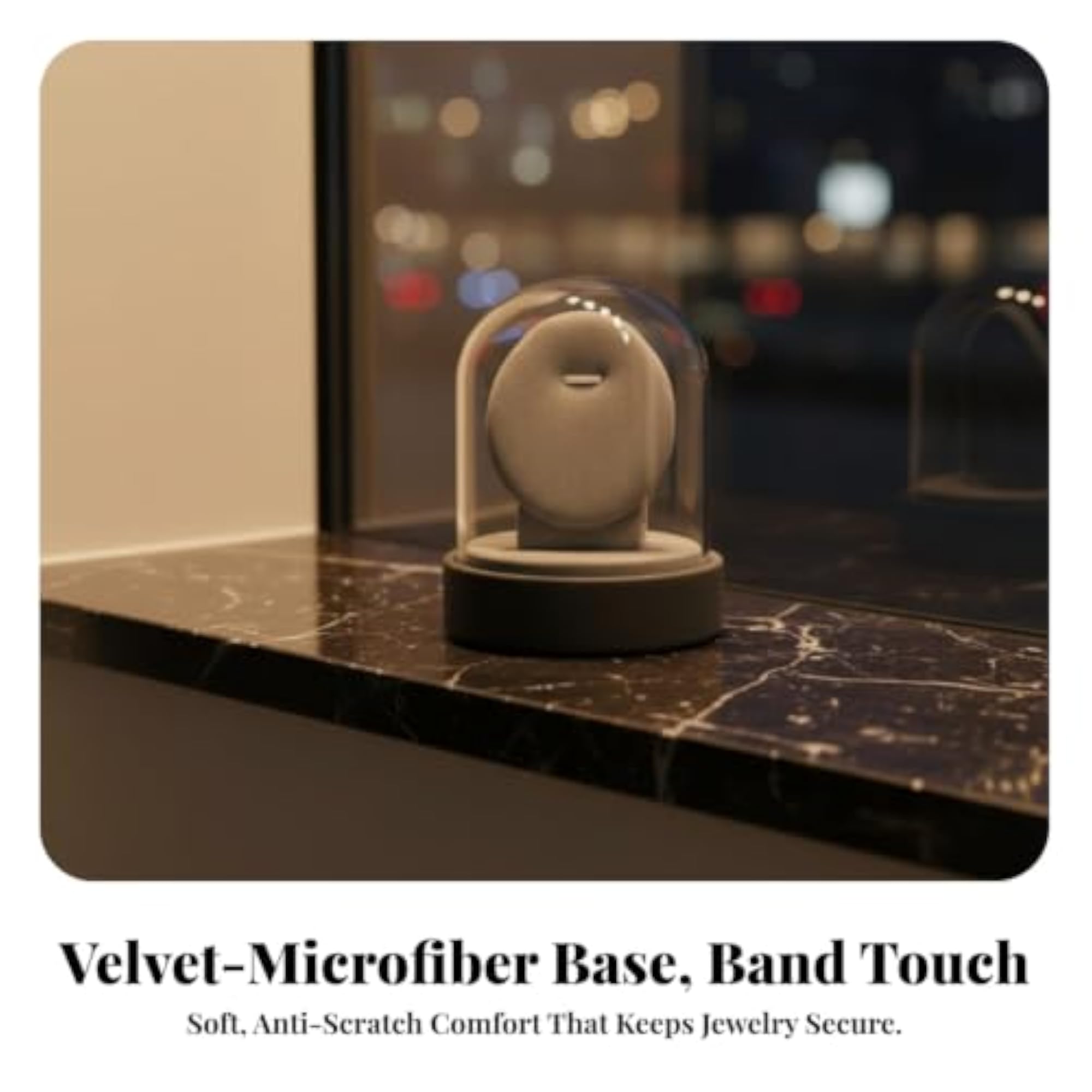 Smooth Jewelry Display Stand with Glass Dome, Compact