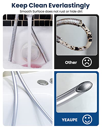 Duschschlauch 1,6m- YEAUPE Brauseschlauch mit Verdrehschutz 160cm Standard 1/2\ Anschluss,Flexibel & Knickfest, Trinkwassergeprüft & Druckgeprüft Silbrig