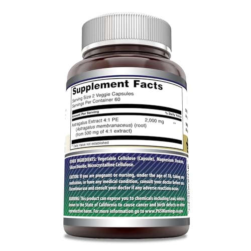 Amazing Formulas Astragalus 2000 mg Per Serving 120 Capsules Supplement | Made From Pure Astragalus Membranaceus Plant Root Extract | Non-GMO | Gluten Free - Image 4