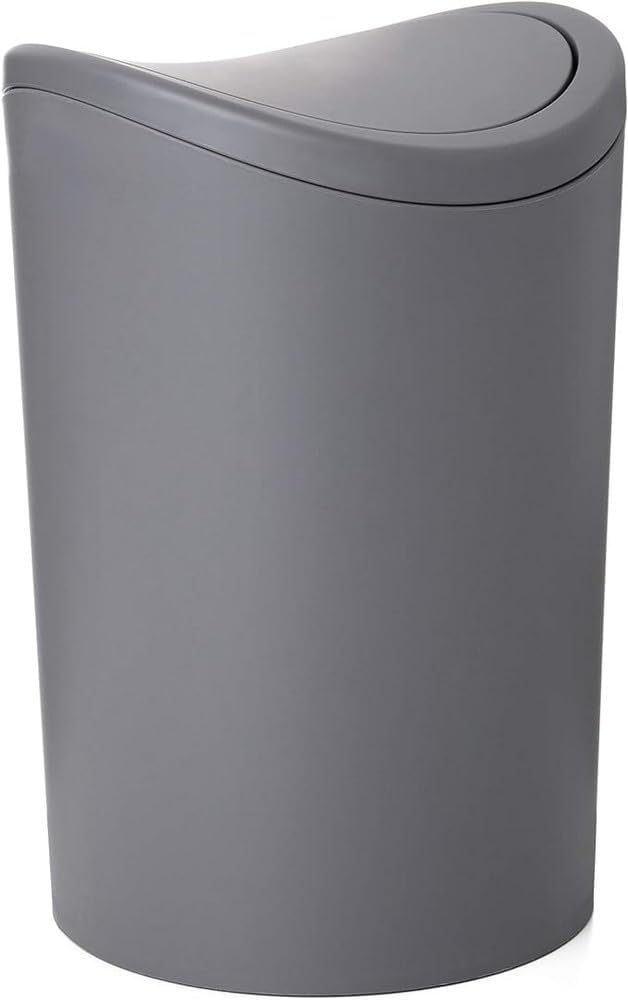 Abfalleimer Mit Schwingdeckel – 12 L, Schmal, Grau, Für Badezimmer, Büro, Küche