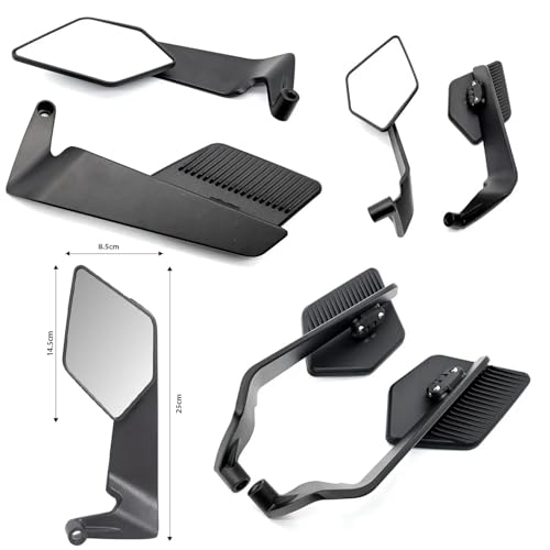 Image of OTOROYS Universal Motorcycle Rearview Mirrors, 180 Foldable & Rotatable Side Mirrors with Stealth Wind Wing Design | Fits 10mm & 8mm Mounts | Compatible with Most Bikes & Scooters