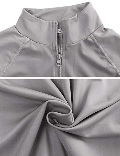 Sykooria Women's Half Zip Pullover Running Jacket Long Sleeve Running Tops Athletic Workout Jacket with Thumb Holes (Grey,M)