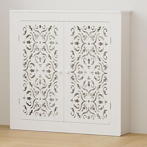 Moderna cubierta blanca para radiadores viejos, elegante diseño de madera para sala de estar, dormitorio y baño, 50 x 70 x 20 cm, elegante solución de decoración del hogar