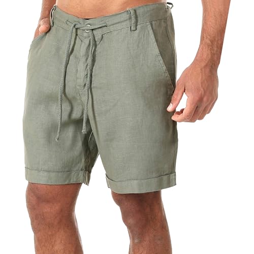 Shorts deportivos para hombre color sólido verde miniatura 1