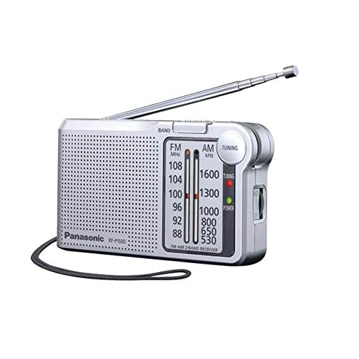 Panasonic RF-P150DEG-S Pocket Radio FM/AM con Sintonizador Digital, Control Automático de Frecuencia, Sintonizador Grande, Puntero Fluorescente, Funciona con Pilas, Color Plateado