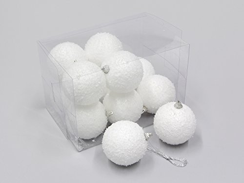 Weihnachtskugeln Schneeball weiss mit Schnee beschneit Schneekugeln (7cm)