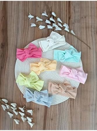 KIZ BEBEK ÇOCUK BANDANA KAŞKORSE 8'Lİ RİBANA SAÇ BANDANASI FİYONK BAĞLAMALI%100 PAMUKLU HEDİYELİK - Görsel 3