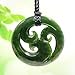 Nephrite Jade Stylized Maori Closed Triple Koru Spiral Harmony Necklace