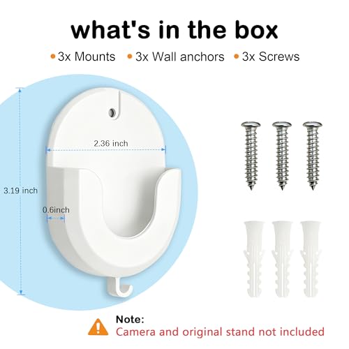 Image of 3 Pack Ring Indoor Cam Wall Mount Bracket, No Drill No Screws Strong Adhesive Blink Camera Wall Mount for Ring Indoor Cam, Indoor Cam Plus, Blink Outdoor 4, Outdoor 2K+, Mini, Mini 2K+ -White