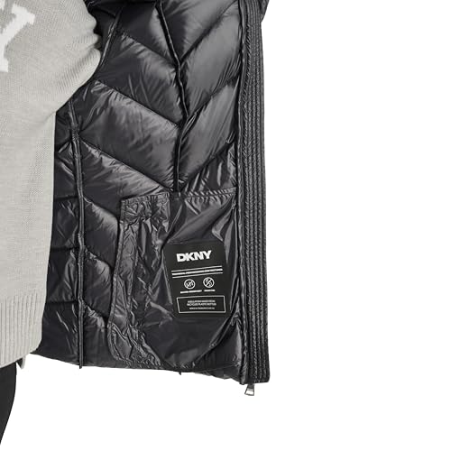 Doudoune à capuche DKNY veste courte matelassée en duvet véritable
