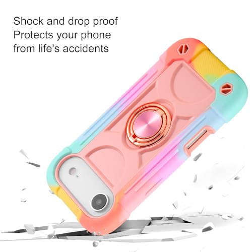 Coque iPhone 17 Air incassable résistante renforcée rose avec anneau de support - 6