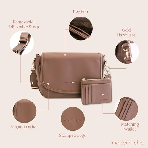 Image of Modern+Chic Crossbody Bag for Women - The Signature Crossbody Purse, Vegan Leather Sling Bag with Matching Wallet & Key Fob