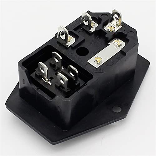 Toma de corriente AC con interruptor basculante y conector portafusibles de 3 pines 7