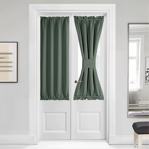 NICETOWN Dark Mallard French Door Curtain for Front Back Window Cover