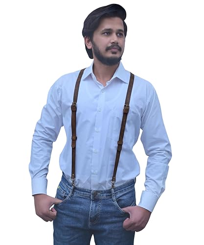 Voolup Genuine Leather Suspenders with Clips