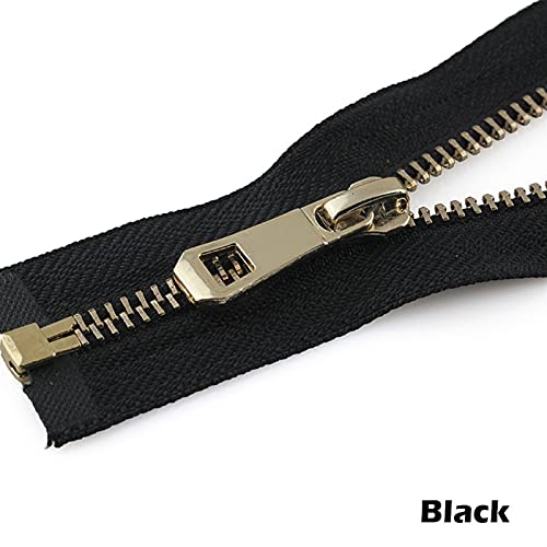 Zkenshan-Zippers 5# 35/45/55/65/75/85cm Open-end Auto Lock Rose Gold Plating Zipper Use for Clothes Shoes Pocket Garment, Practical and Durable (Color : Black, Length : 55cm)2
