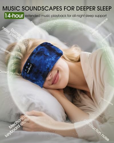 Casque de sommeil Bluetooth extra plat avec bandeau ultra doux Tie-dye