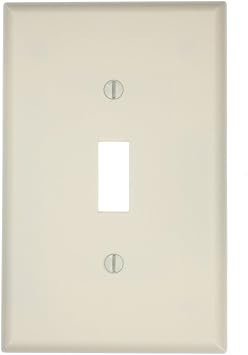 Leviton 1-Gang Toggle Device Switch Wallplate, Midway Size, Thermoset, Device Mount, 80501-T, Light Almond