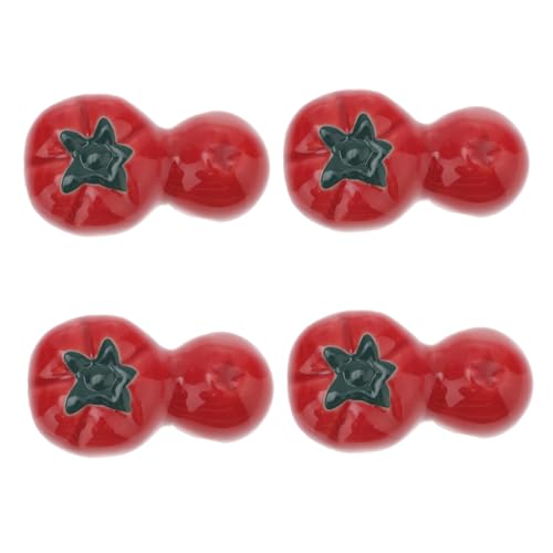 LIGIGWASH 4個 陶磁器製西?柿箸置き 赤色 安定感ある箸ホルダー 食卓上収納に便利 家用キッチン用