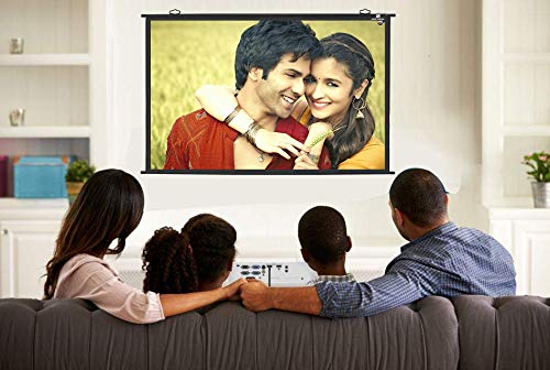 Elkor Lite Projector Screen Map Type Screen Size 5 ft W x 5 ft H, Diagonal 70 Inch View Angle 4:03 Aspect Ratio HD, 1080P Ultra HD 3D 4K Resolution for Projector Video Home Theater