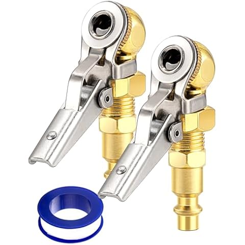 LUMITECO 2-Pack 1/4 Inch Female NPT Closed Ball Tire Chuck with Clip, Locking Air Chuck Tire Inflator with Air Chuck Quick Connect, Clip-On Air Chucks for Tires for Truck RV Auto Car Air Compressor Cover
