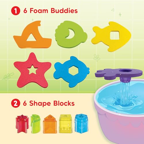Image of Imagimake Floating Bath Buddies | Leaps & Bounds BathToy | Educational Toy for Toddlers, Infants | 3-in-1 Play & Learn - Water Play, Color Matching & Shape Puzzle | New Born Baby Gifts for 6+Months