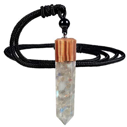 Pendentif en cristal d'orgone hexagone avec cordon noir réglable pour homme et femme