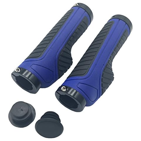 Yowanted Bicycle Bilateral Lockable Ergonomic Handlebar Grips Anti-skid Bike Handlebar Grips (Black-Blue) Cover