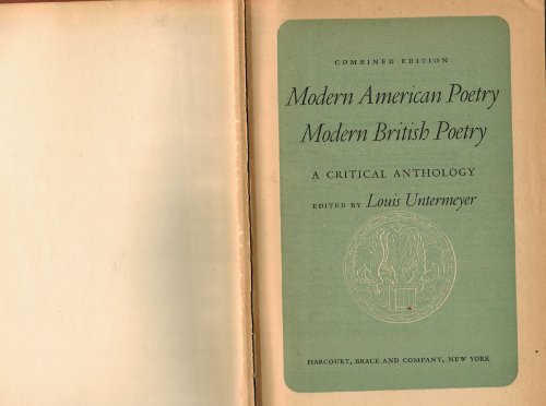 Modern American Poetry, Modern British Poetry, ... B001VTO1FE Book Cover