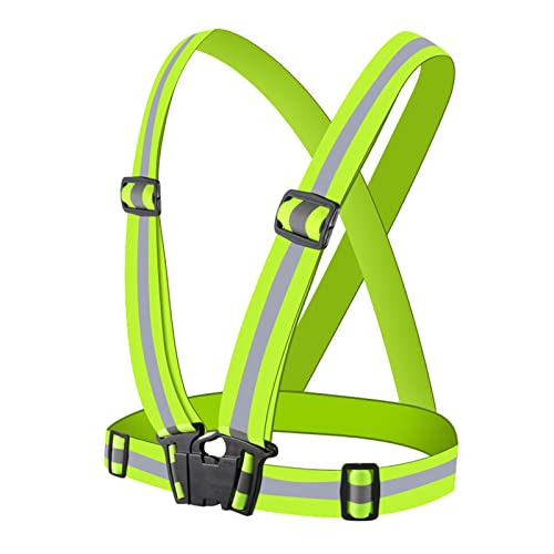 Chaleco Reflectante, Chaleco de Seguridad Moto para Exteriores de Alta Visibilidad Ajustable, Adecuado para Correr, Trotar, Practicar Senderismo, Ciclismo, Verde Fluorescente