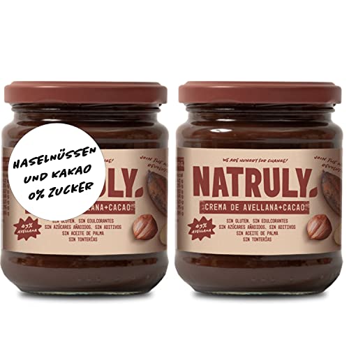 NATRULY Haselnuss- und Kakaocreme Zuckerfrei und ohne Süßstoffe, mit Zichorienfasern (Packung 2* 285 g) Cover