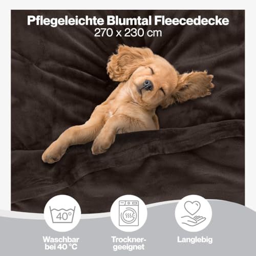 Blumtal Fleecedecke, 270 x 230 cm, Dunkelbraun, Öko-TEX®, Decke für Sofa, Cocooning, Fleecedecke, dick, flauschig, weich und warm… – Ansicht 3