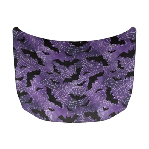 Image of Car Hood Cover Protector Bat Spider Web Print Waterproof Car Hood Wrap Blanket Auto Flag Automotive Halloween Exterior Accessories for Sedans SUVs Pickups Trucks Jeeps