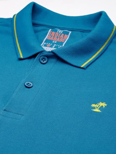 Image of The Indian Garage Co Men Slim Fit Solid Polo Neck Half Sleeves Tshirt