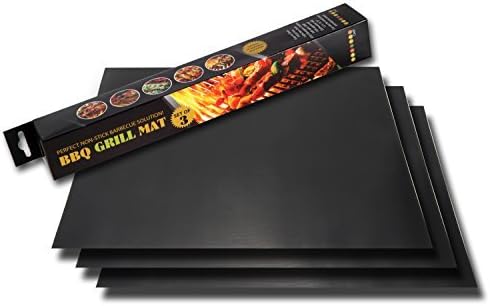 BBQ Grill Mats Non Stick - Best for Charcoal and Gas Grills - Essential Grill Accessories and Barbecue Tools - Set of 3 Sheets