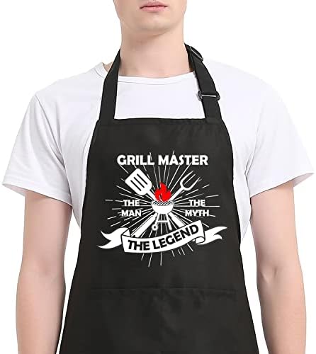 Oxpaynop Funny Grill Aprons for Men, Dad Apron for Grilling, Grill Master Gifts for Men BBQ Cooking Chef Gift for Birthday Fathers Day (Grill Master)